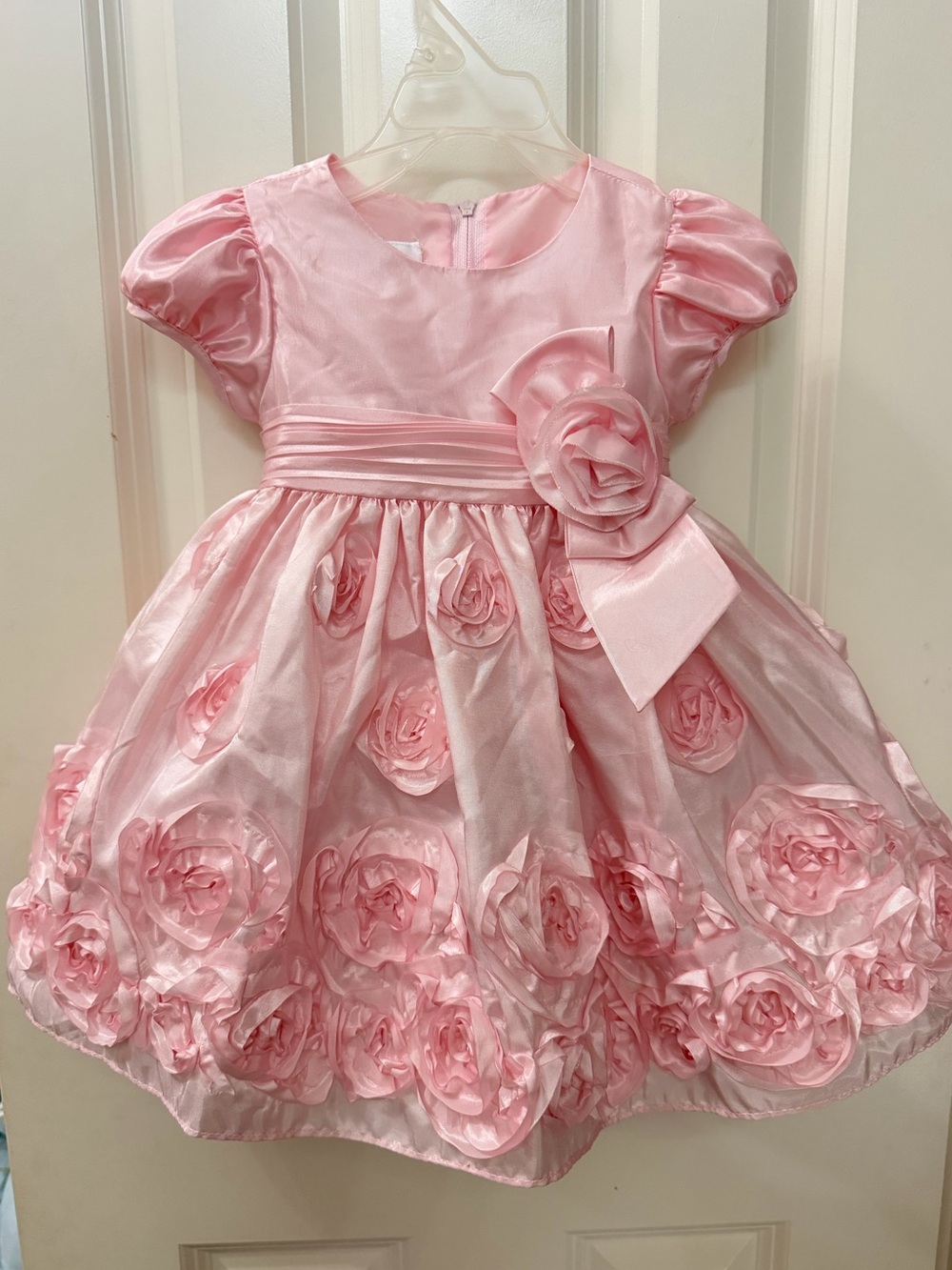 Bonnie Baby Pink Rosette Satin Party Dress